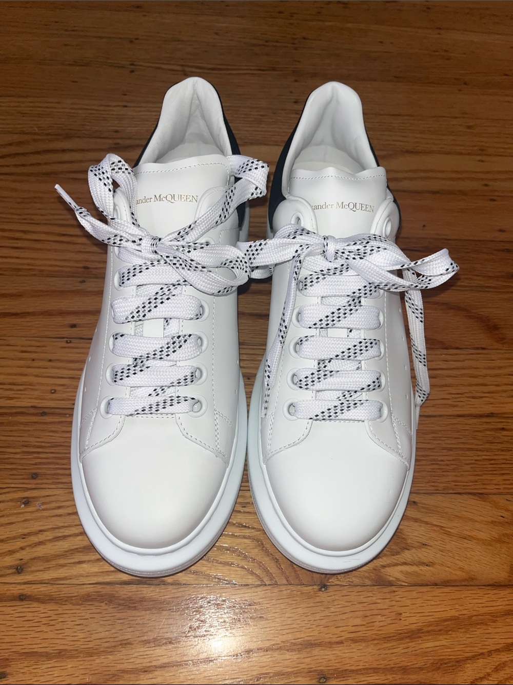 Alexander McQueen White Court Oversized Leather Sneakers Size 10.5